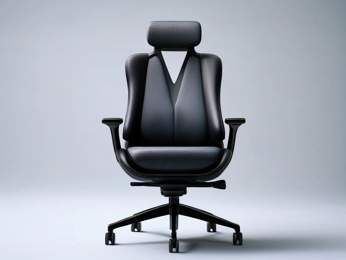 Ergonomic Black PU Leather and Polyester Upholstered Chair with Adjustable Headrest, 27.6 x 27.6 x 47.2-51.2 in