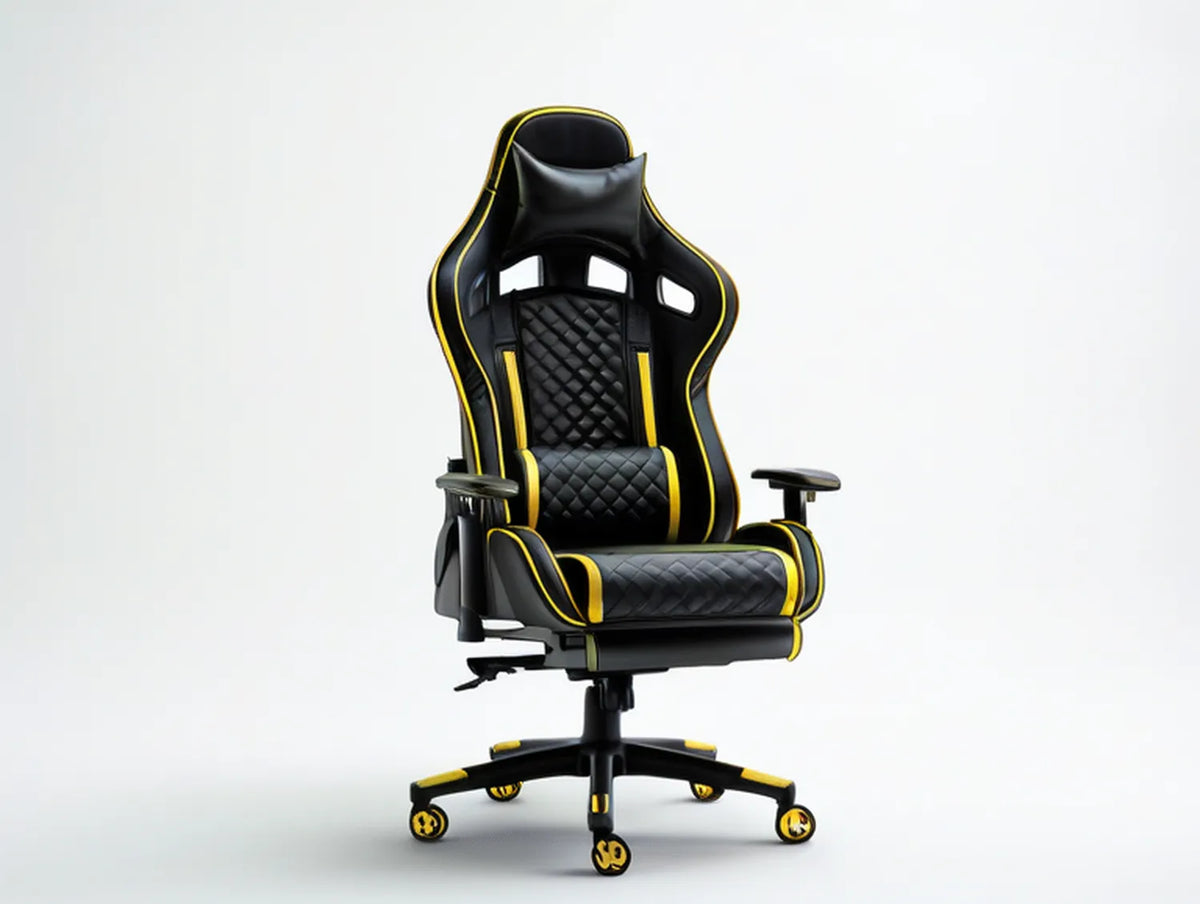 Racing Style High-Back Gaming Chair, Black/Yellow, 27.6 x 27.6 x 48.0-52.0 in