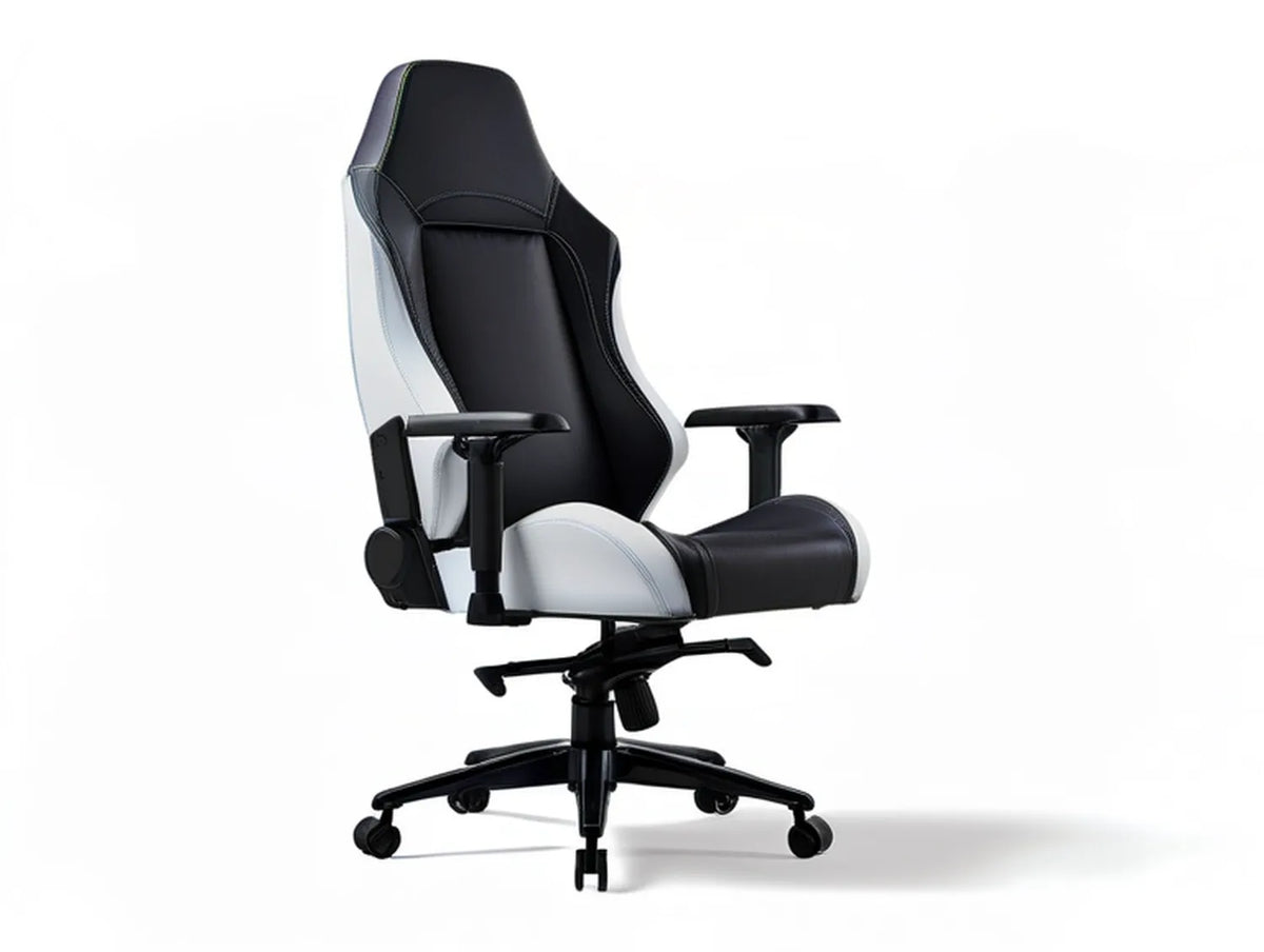 Black and White High-Back Racing Style Gaming Chair, 27.6 x 27.6 x 47.2-51.2 in