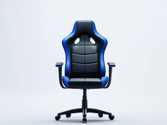 High-Back Racing Style PU Leather Seat, Black/Blue, 26 x 26 x 48-52 in