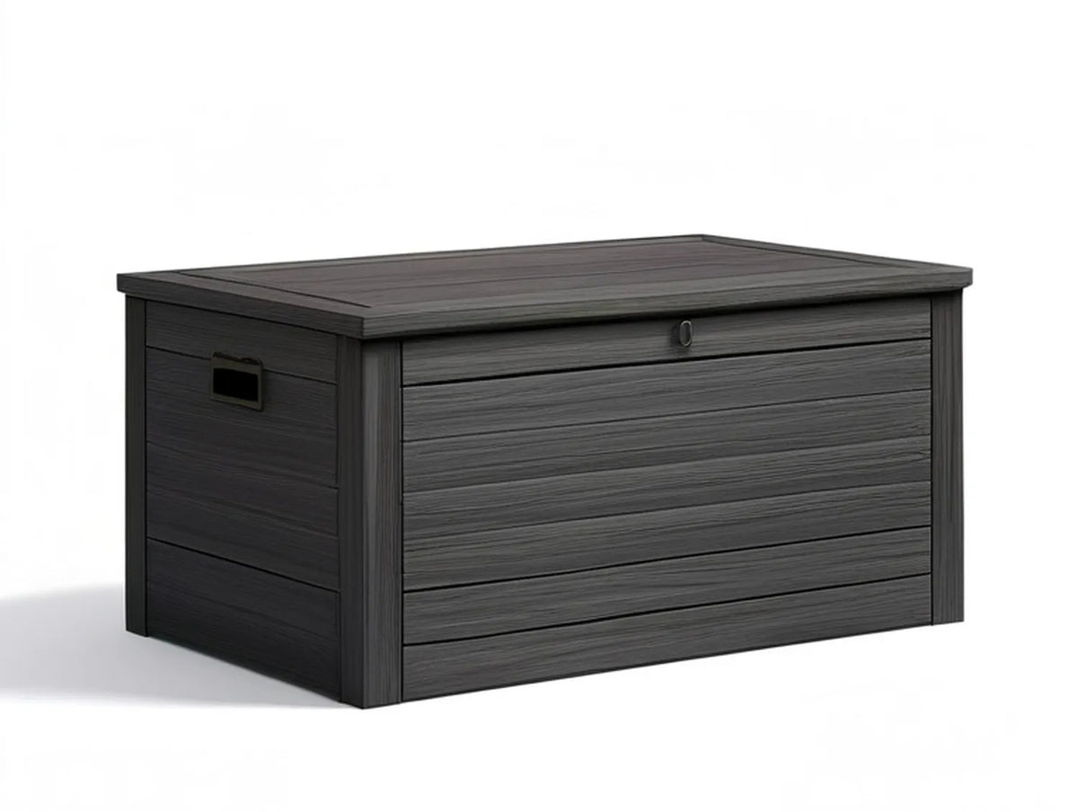 150 Gallon Charcoal Gray Resin Outdoor Deck Box, 61 x 28.5 x 25.4 in