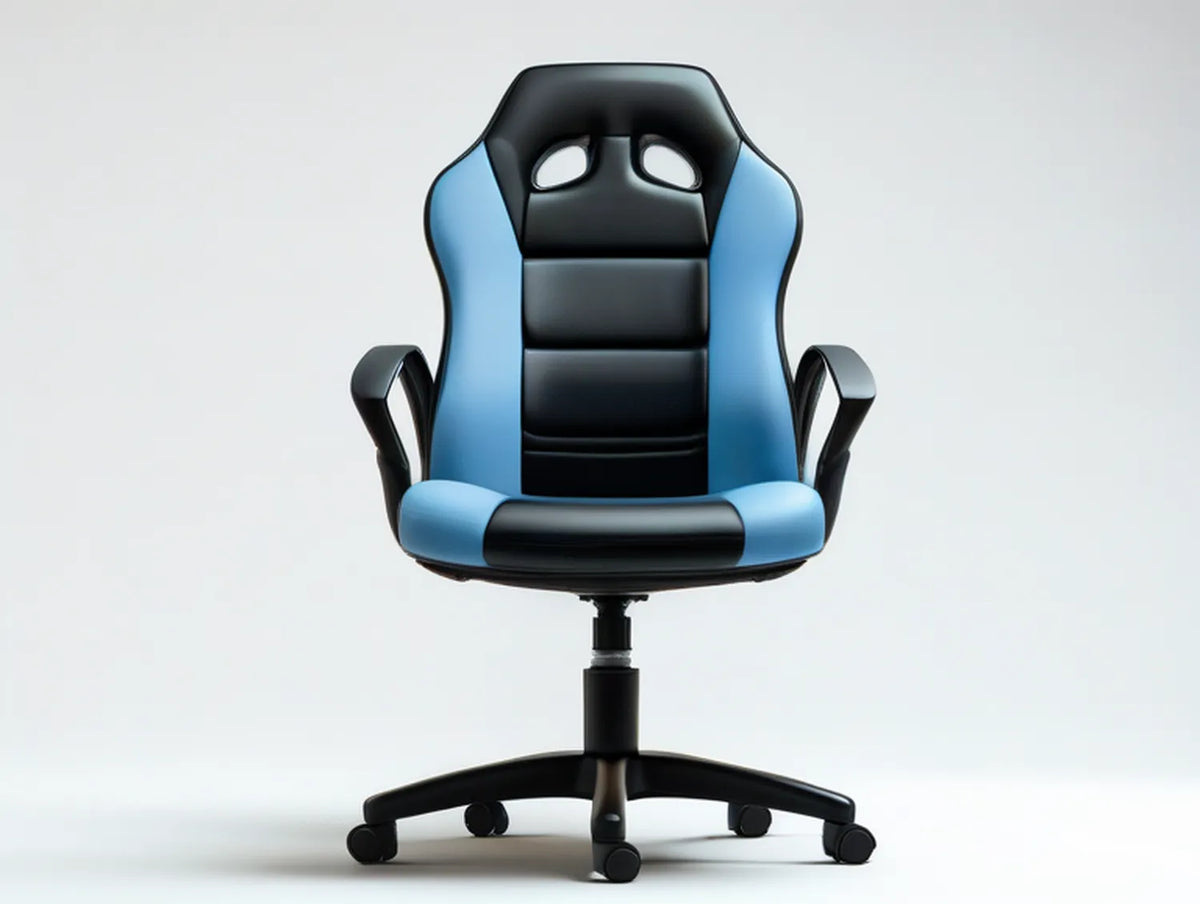 Racing-Style High-Back PU Leather Gaming Chair, Black/Blue, 26.4 x 26.4 x 47.2-51.2 in