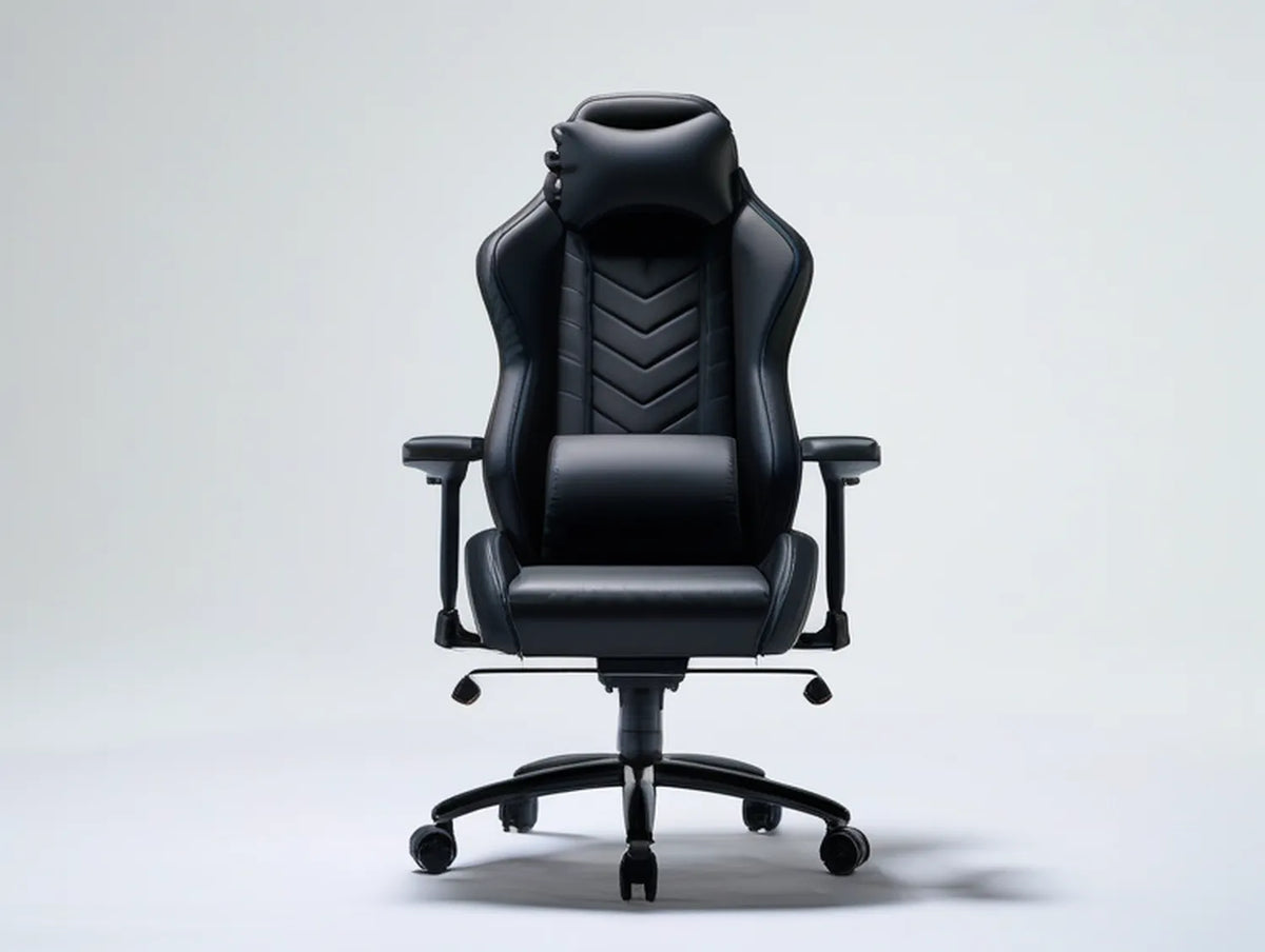 Black Ergonomic High-Back PU Leather Gaming Chair, 26.8 x 26.8 x 47.2-51.2 in