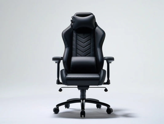 Black Ergonomic High-Back PU Leather Gaming Chair, 26.8 x 26.8 x 47.2-51.2 in