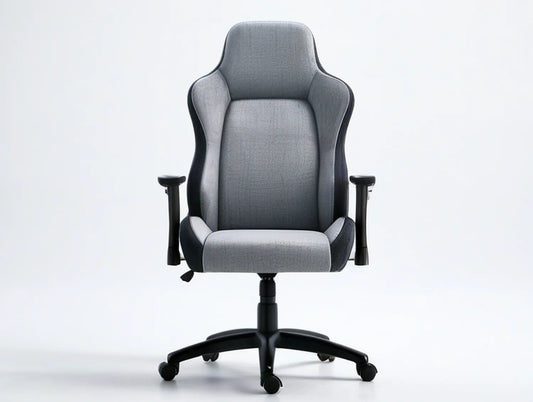 Gray and Black High-Back Gaming Office Chair with Adjustable Armrests, 27.6 x 27.6 x 47.2-51.2 in