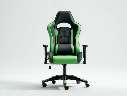 Adjustable High-Back Gaming Chair, Black/Green PU Leather, 27.6 x 27.6 x 45.3-49.2 in