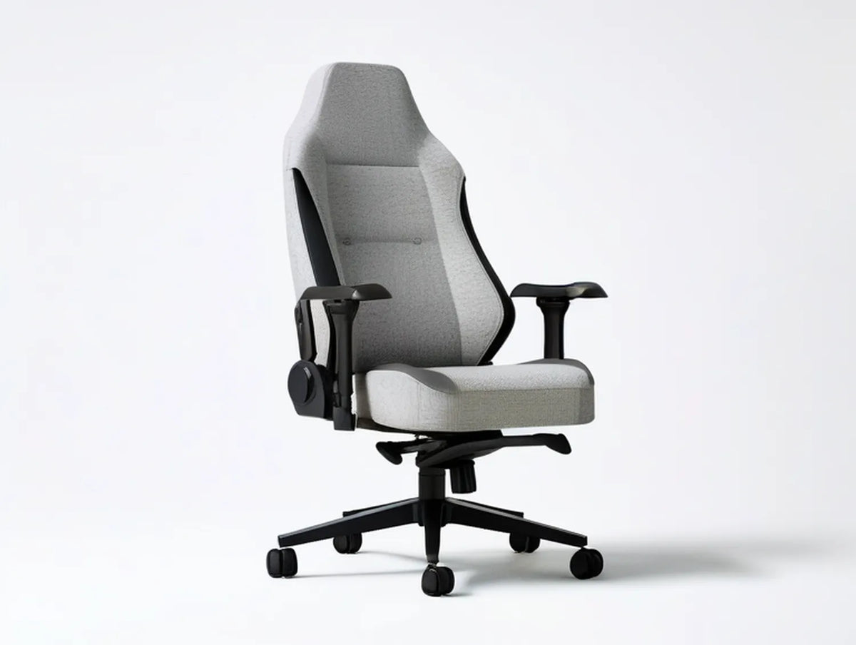 Gray and Black High-Back Gaming Chair with Adjustable Height, Reclining Backrest, and Polyester Upholstery, 27.6 x 27.6 x 48.0-51.9 in