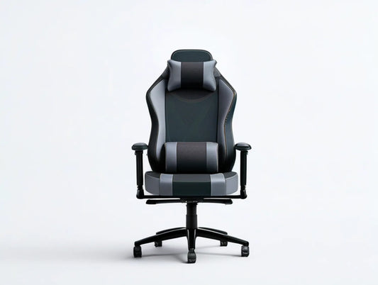 High-Back Gaming Chair with Headrest and Lumbar Pillow, Black/Gray, 68 x 68 x 119-129 cm