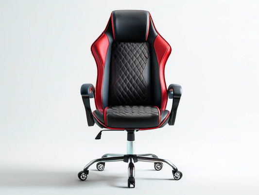 Ergonomic High-Back PU Leather Swivel Office Chair, Black/Red, 25.6 x 25.6 x 47.2-51.2 in