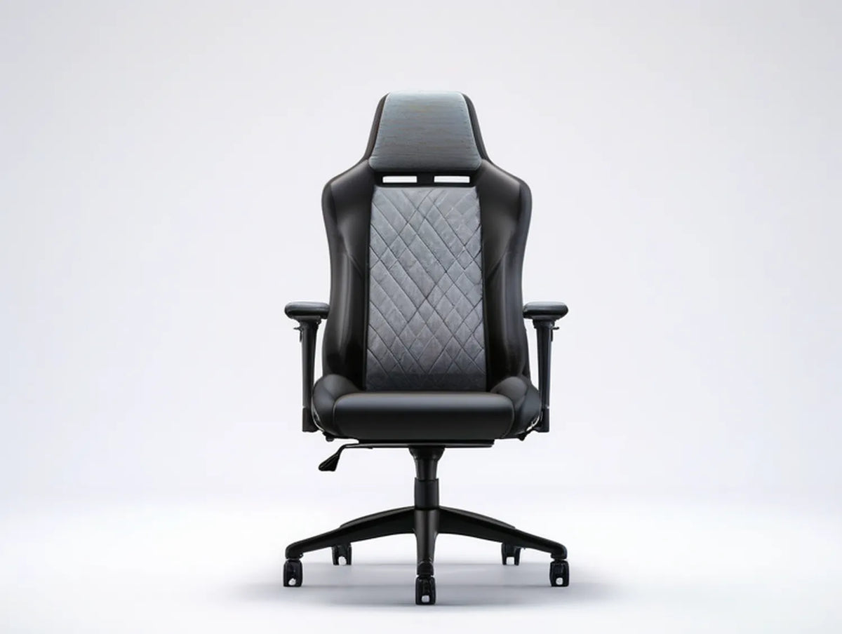 High-Back Racing Gaming Chair, Adjustable Armrests, PU Leather, Black/Gray, 27.6 x 27.6 x 48.0-51.2 in