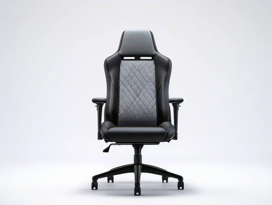 High-Back Racing Gaming Chair, Adjustable Armrests, PU Leather, Black/Gray, 27.6 x 27.6 x 48.0-51.2 in
